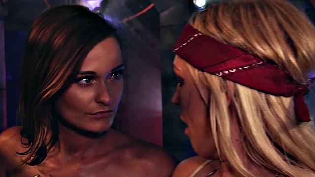 Kinky scissoring, handjob, and pussy fingering in reverse cowgirl with hot babes in SPACE T yawn: Mostly Come at Night