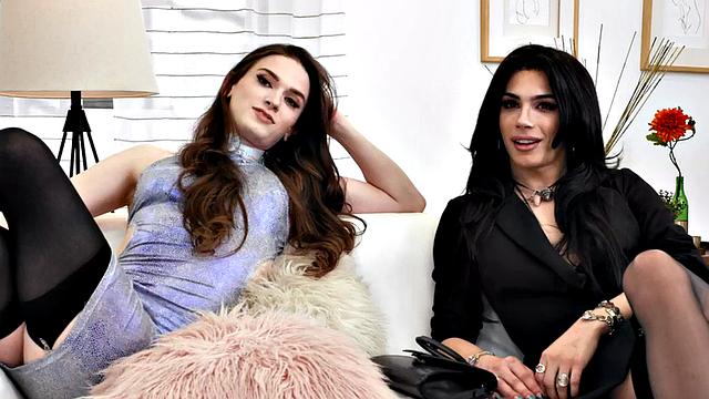 Trans individuals smashed perverted female in threesome sex