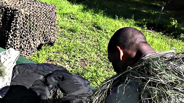 Massive military amateur assfucked outdoors by colleague