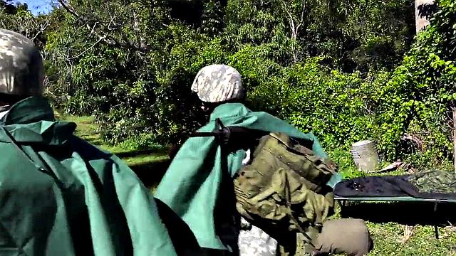 Massive military amateur assfucked outdoors by colleague