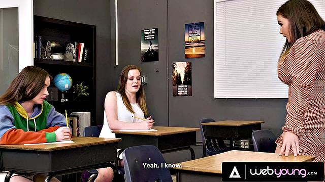 Naturally Stacked Babes Hazel Moore & Samantha Reigns Have Class Pussy Fun After Tough Exam