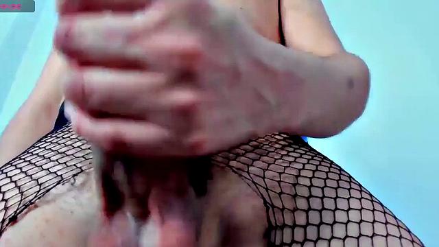 Sexy Latin Shemale Jerks Off Cock