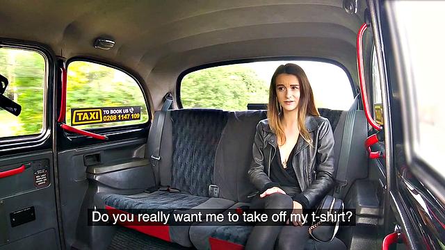 Watch these tattooed models take turns fucking in reverse cowgirl position in a car topless affair