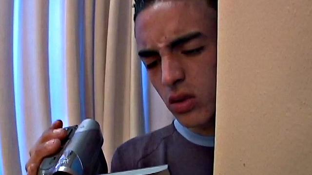 Homemade Latin twink watches anal sex while jerking off