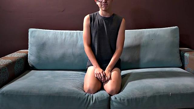 Phillip is a cute and nerdy looking Latin twink. After he strips naked, Giorgio joins him on the sofa and starts stroking the boy's big cock. Then Giorgio pushes his underwear down, so Phillip can suck his dick.