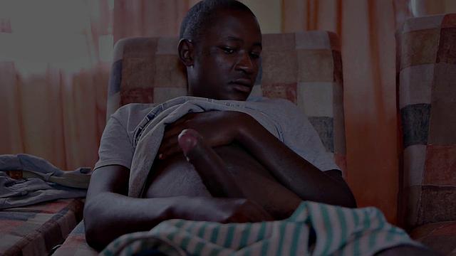 African twink covered in cum after cocksucking