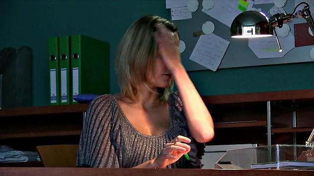 Blonde receptionist Sucks & Fucks for a Promotion in POV Office Sex