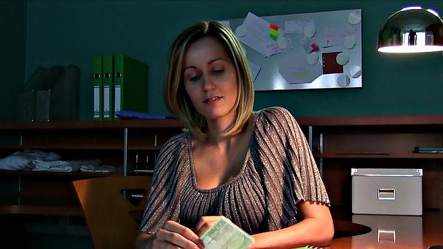 Blonde receptionist Sucks & Fucks for a Promotion in POV Office Sex