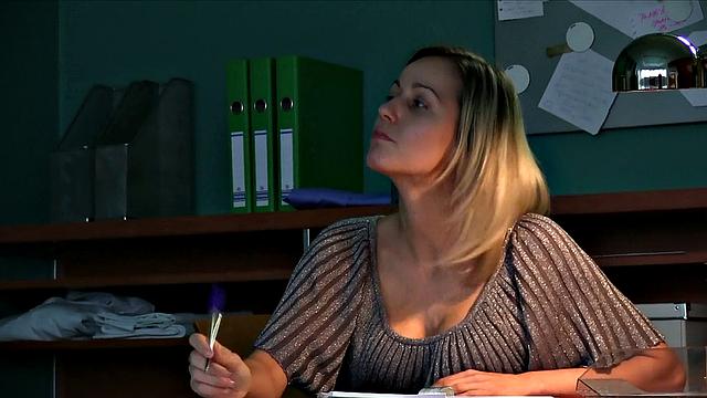 Blonde receptionist Sucks & Fucks for a Promotion in POV Office Sex
