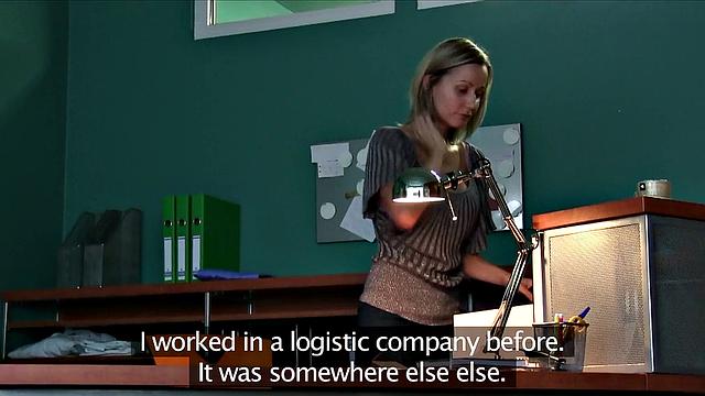 Blonde receptionist Sucks & Fucks for a Promotion in POV Office Sex