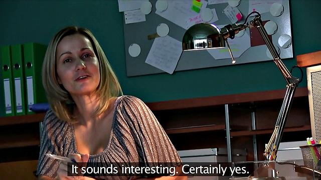 Blonde receptionist Sucks & Fucks for a Promotion in POV Office Sex