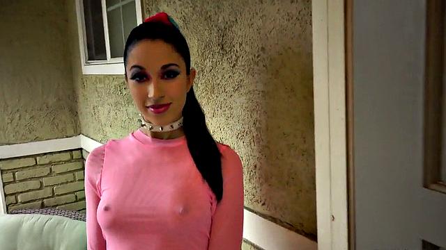 Obedient bondage babe in high heels fucked throat