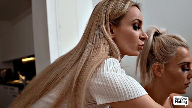 Threesome with Two Blonde Squirting Sluts