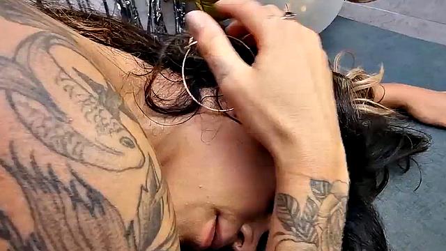 Transgender beauty fucked in ass by BWC in doggystyle