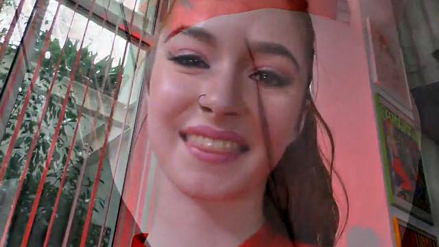 A bald pussy babe talk dirty while getting her ass pounded in POV close-up action