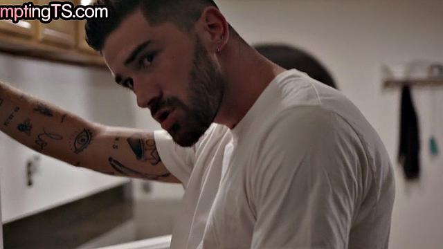 21yo skinny trans cutie barebacked by in kitchen