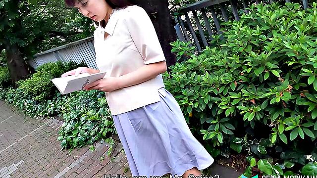 Married and pregnant Japanese housewife Seina Morikawa masturbates