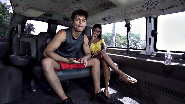 Stud fucks hunk in pickup bus till cum in mouth