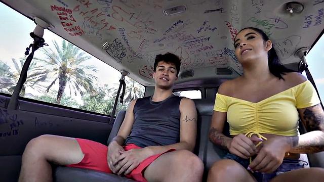 Stud fucks hunk in pickup bus till cum in mouth