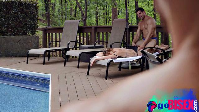 Nasty slut gets shared by 2 handsome men