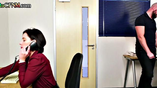 CFNM secretaries suck cock of lucky man in office BJ