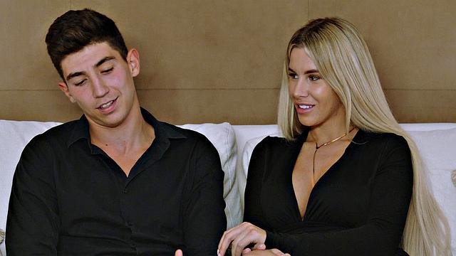 Busty blonde Ema Karter rides a hard cock, her pierced nipples driving her wild.