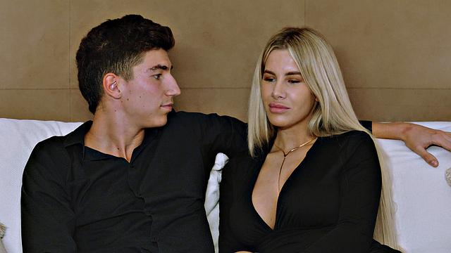 Busty blonde Ema Karter rides a hard cock, her pierced nipples driving her wild.