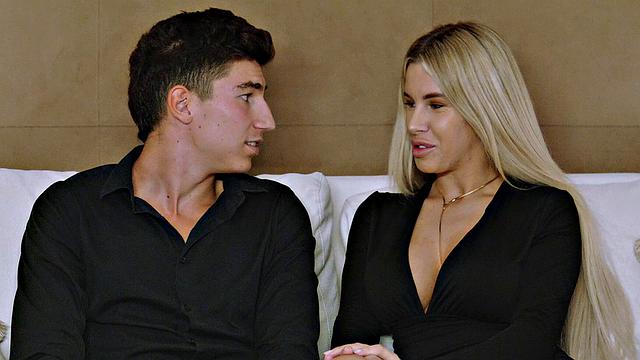 Busty blonde Ema Karter rides a hard cock, her pierced nipples driving her wild.