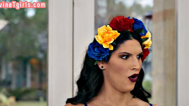 TS Spanish mature gets fucked by TS after latin party