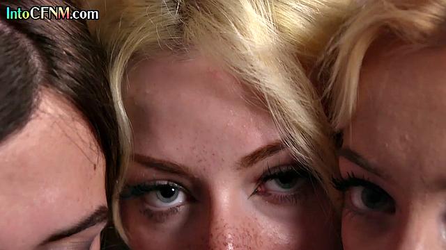 CFNM collage babes sucking cock for lucky guy