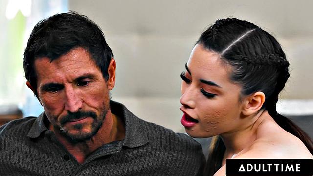 ADULT TIME - Stepdad Spanks & Bangs STEPDAUGHTER Aria Lee For Touching Herself! PORTUGUESE SUBTITLES
