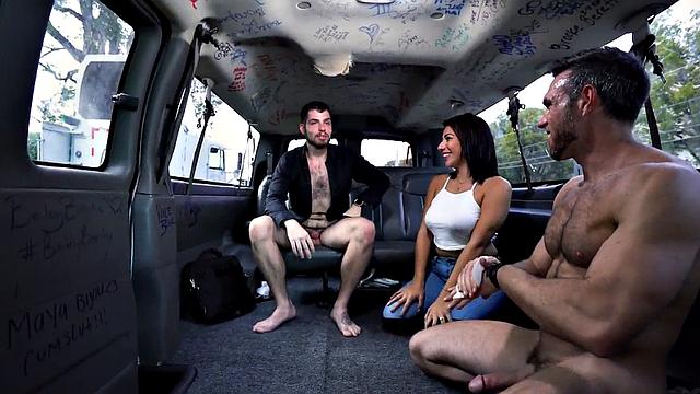 Str8 stud gets fucked by man in pickup bus till cumshot