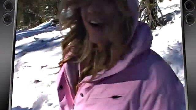 Naughty ski babes teasing us flashing