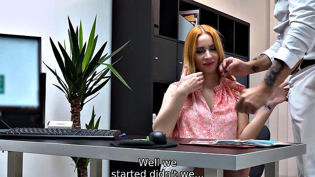 LOAN4K. Red-haired goddess with perfect big boobs fucks for a loan