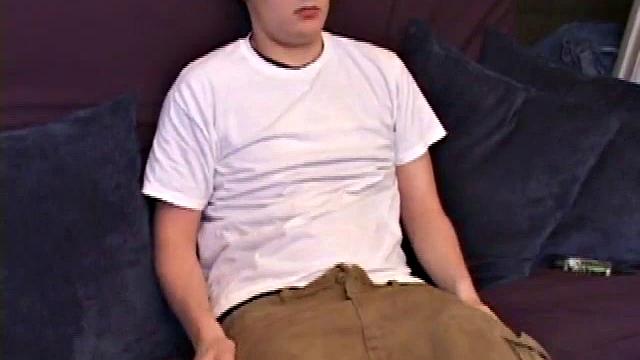 Young Gunner Raines is horny as hell and can't wait to strip naked and jerk off for the camera. Stroke after powerful stroke brings his mushroom tip to explosion, as he showers the camera with his goopy mess.