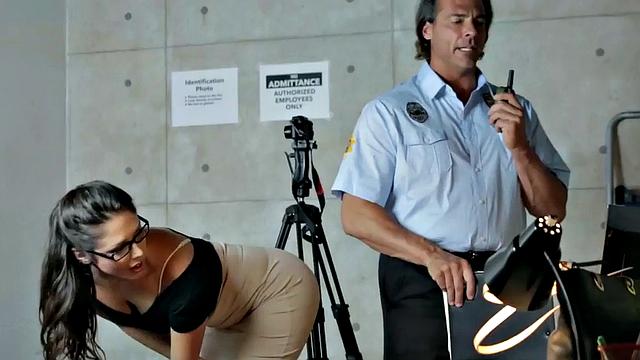 Office spex babe sucking before riding and tugging at work