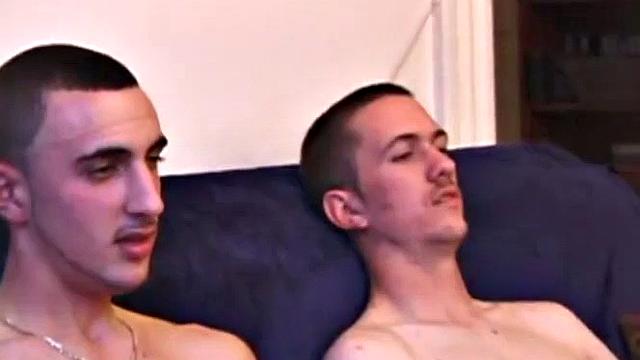 As amateurs Dion Monei and Casper Cox watch a porn video, they chat about the girls in the flick and rub their crotches. Clothes come off, cocks come out, and lube goes on.