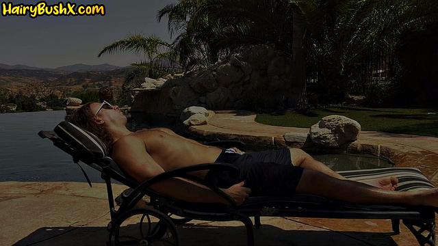 Nasty babe in bikini gives head outside