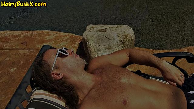 Nasty babe in bikini gives head outside