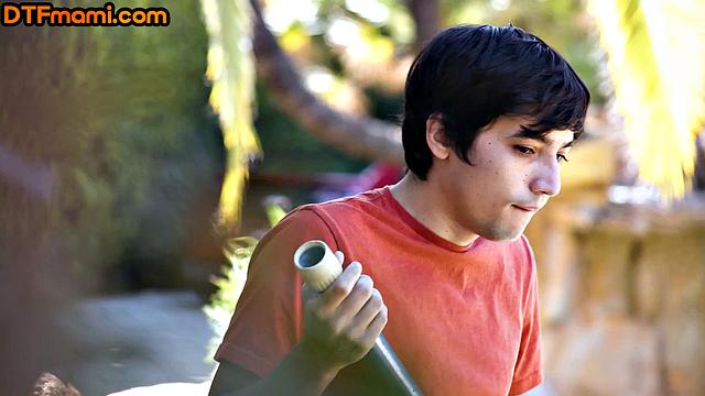 Big-titted hairy MILF riding stepson