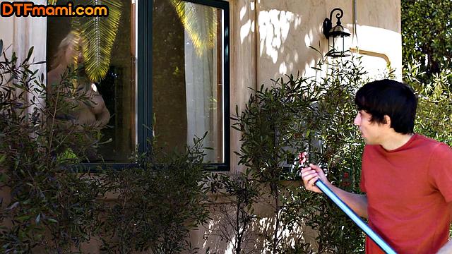 Big-titted hairy MILF riding stepson