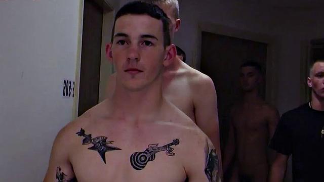 Army dude and buddy take turns deepthroating and cumming in a wild 3some