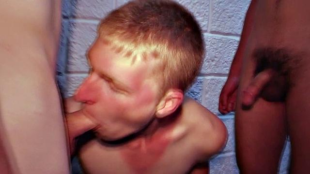 Army dude and buddy take turns deepthroating and cumming in a wild 3some