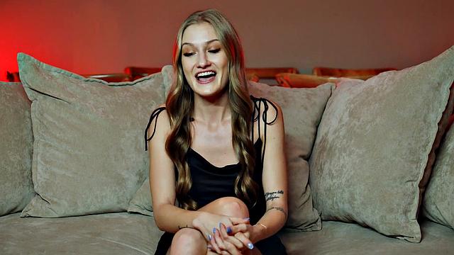 Passionate ash-blonde rides her lover, generating a creampie