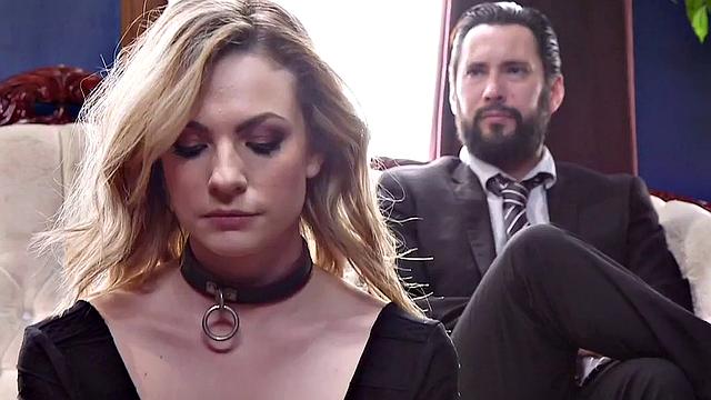 Busty bondage submissive fucked anally in kinky threesome