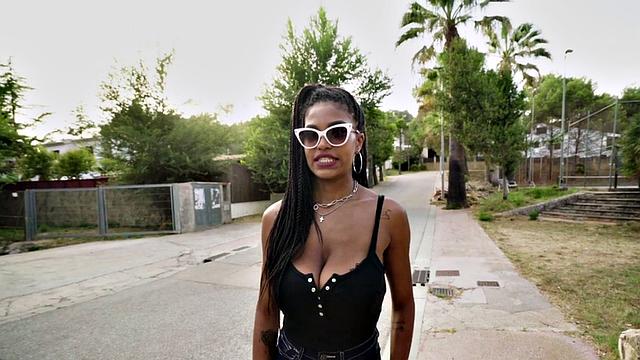 Watch Tina with massive jugs get pounded hard for cash in public for a smiley facial