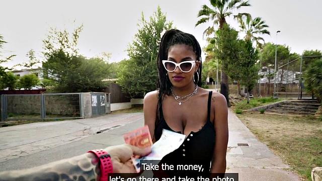 Watch Tina with massive jugs get pounded hard for cash in public for a smiley facial