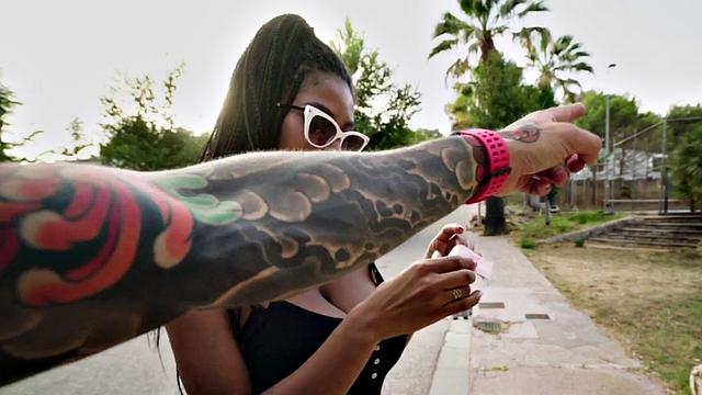 Watch Tina with massive jugs get pounded hard for cash in public for a smiley facial