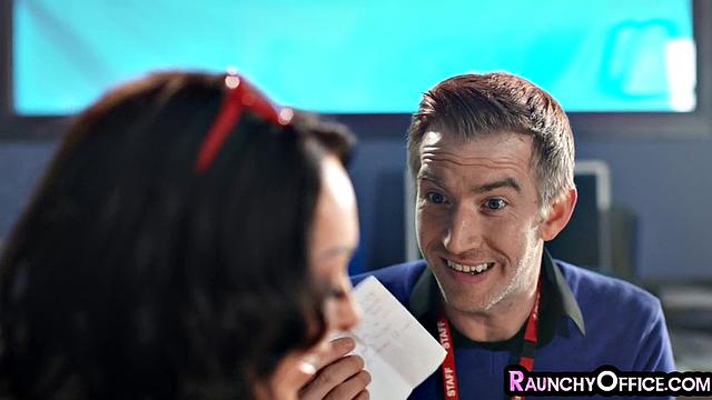 Busty ladyboss spreading her legs for intern