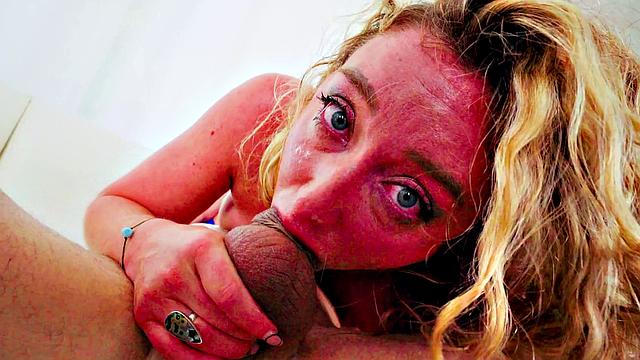 Throated - Blonde Babe Gets Her Face And Throat Messed With Cock Liquids